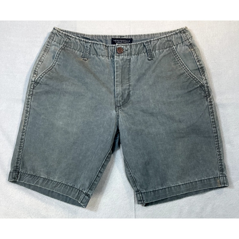 Aeropostale Shorts 30 Mens Flat Front Chino Green Outdoors 9 Inch Inseam